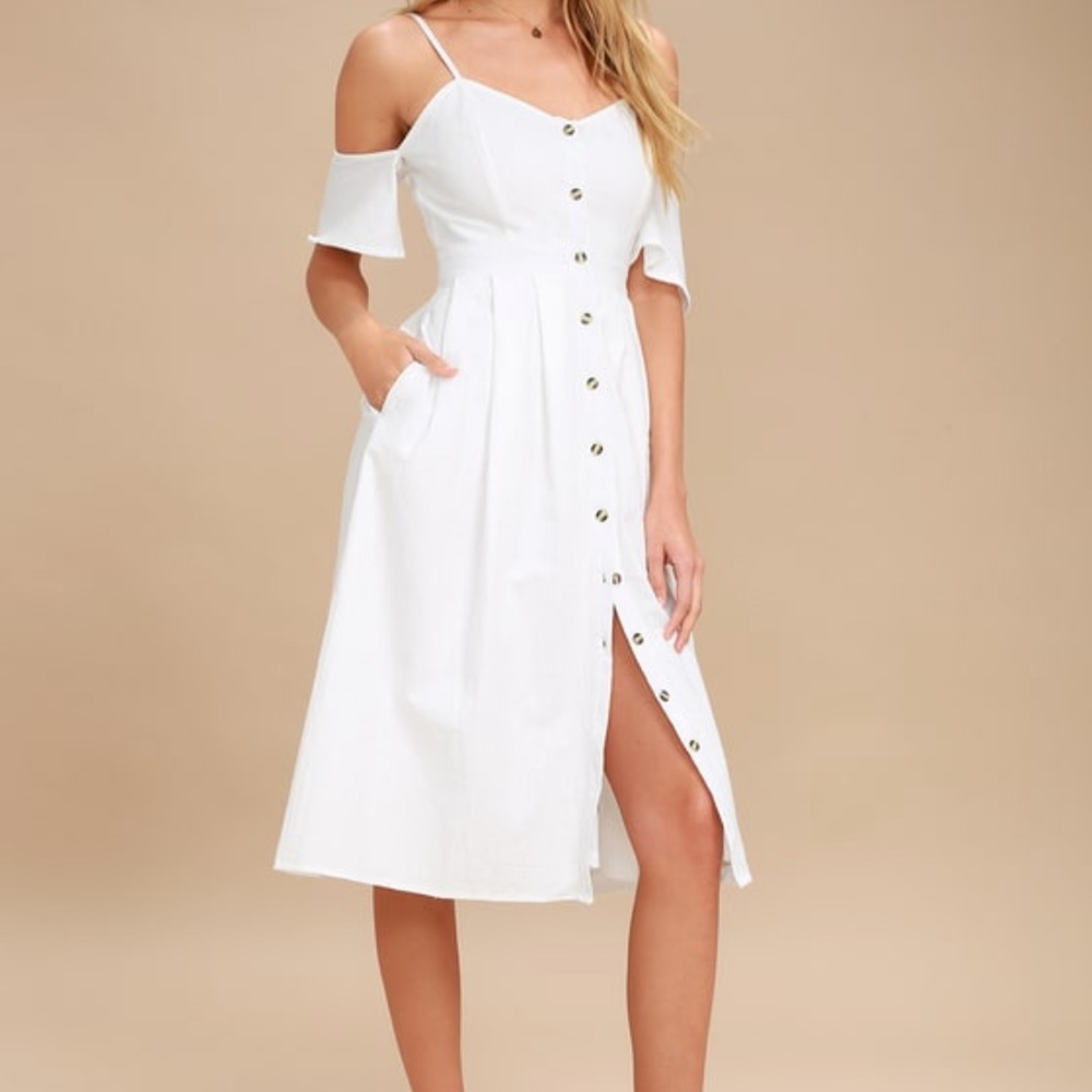 Lulus White Button Up Dress - Small